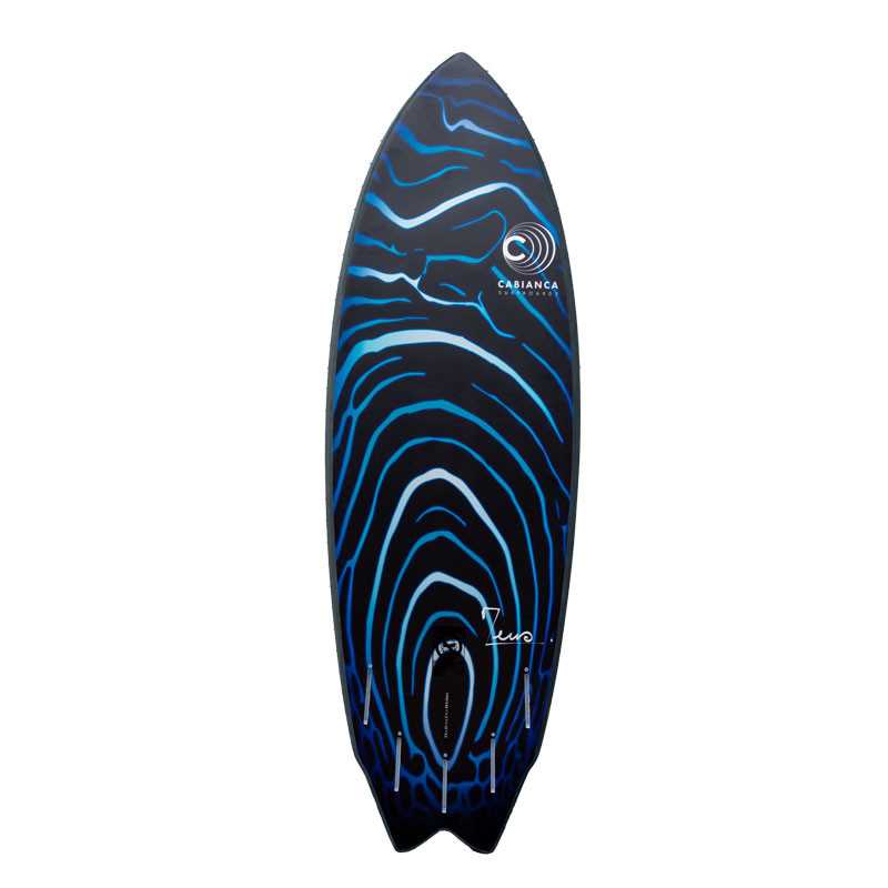 a blue and black surfboard on a white background