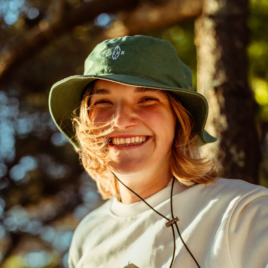 Organic Bucket Hat Dark Green Casquette Zeus Surf - Apparel