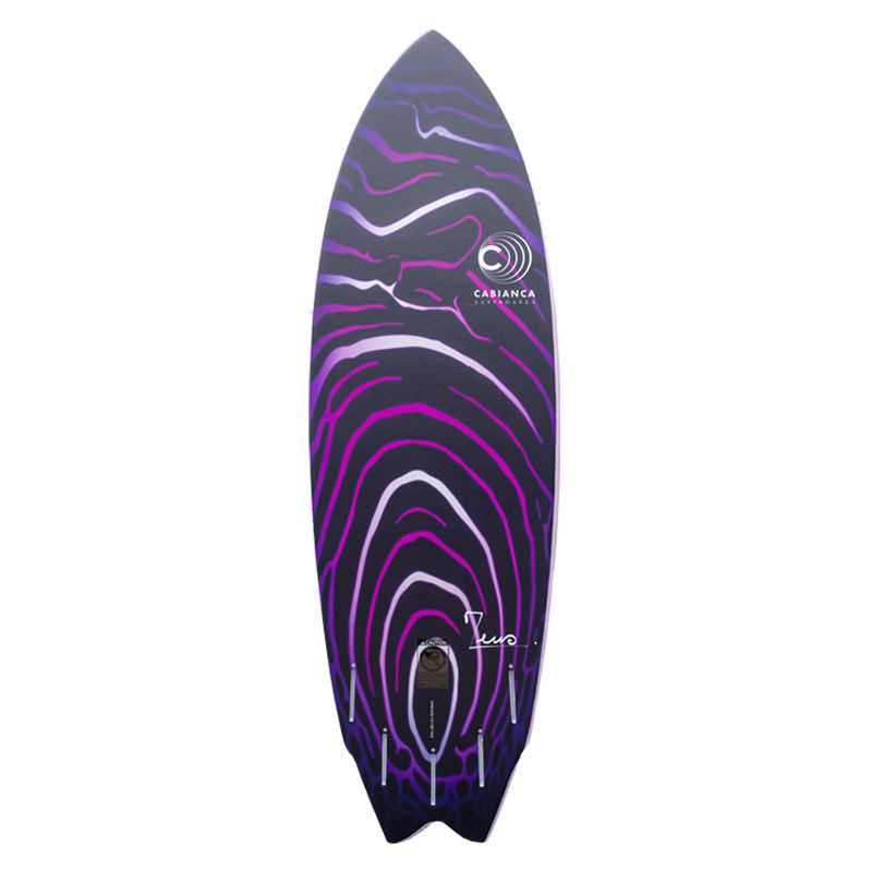 a purple and black surfboard on a white background