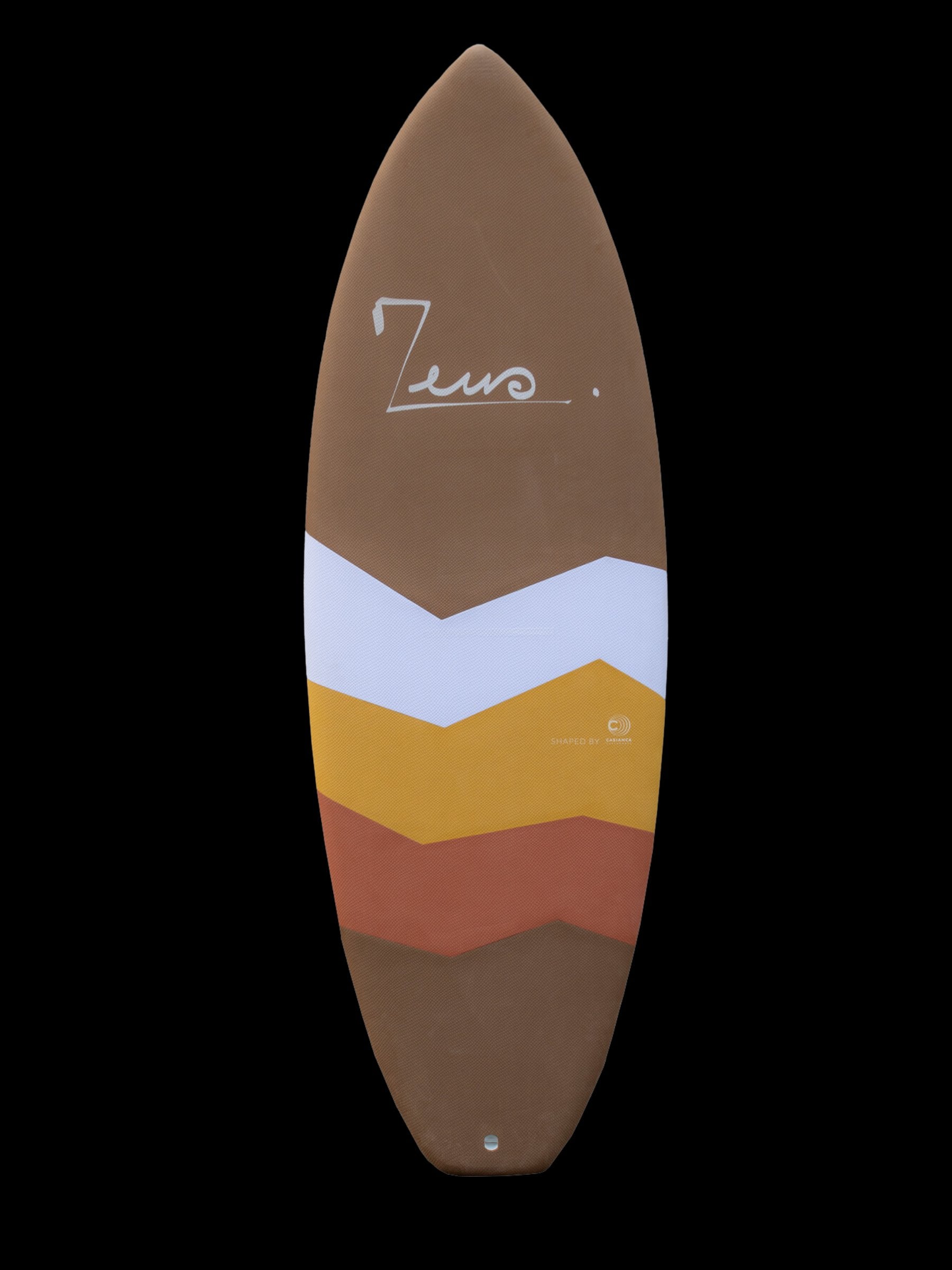 a surfboard with the name zuno written on it